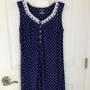 Navy and white sleeveless sleep dress